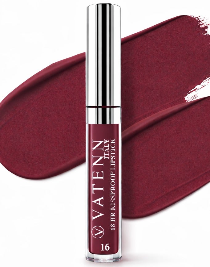 VATENN ITALY 18 Hr Kissproof Lipstick 16 Matte liquid lipstick, Lead-Free ,No Dry Feel, Weightless Feel, Vinyl Ink Kissproof /Lip Lingerie Transfer-Proof, All Day Wear. - Image 1